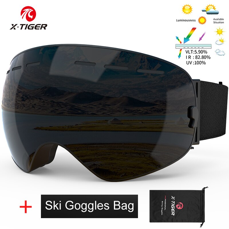 Children UV400 Anti-Fog Big Ski Mask Glasses - X-Tiger