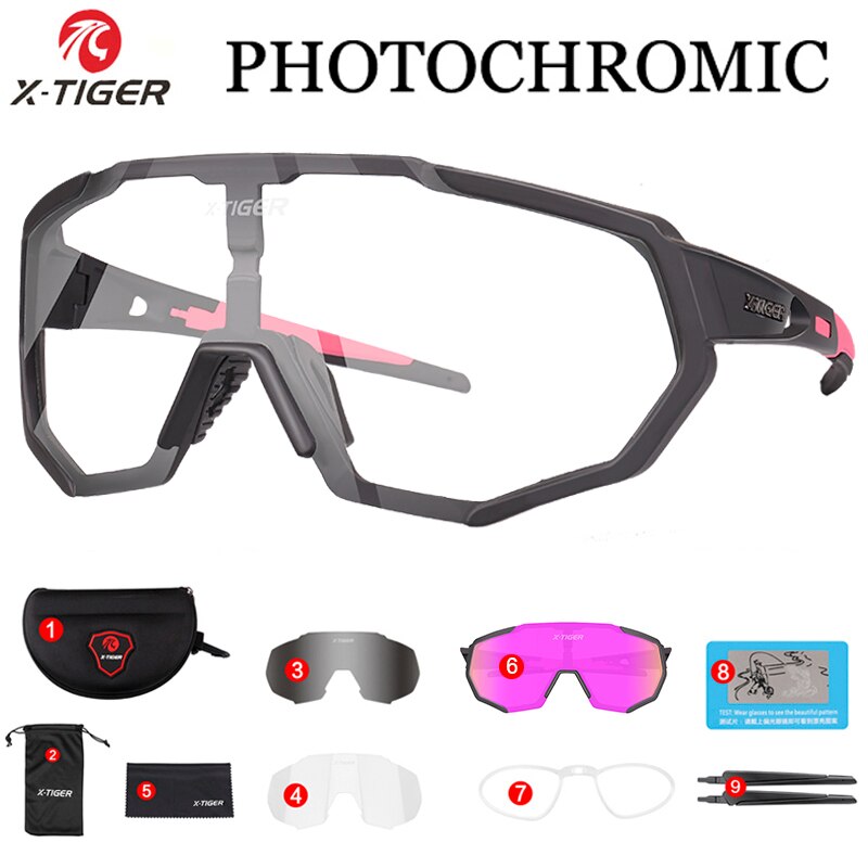 3 Lens JPC Photochromic Cycling Glasses - X-Tiger