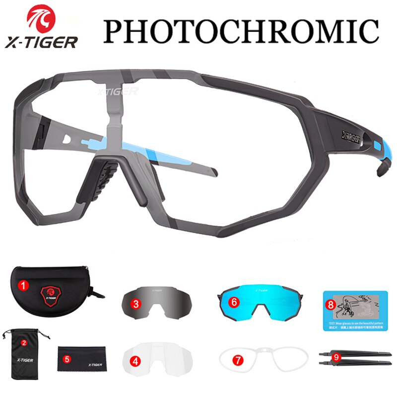 3 Lens JPC Photochromic Cycling Glasses - X-Tiger
