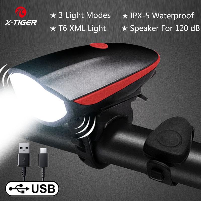 Multifunction With Electric 130dB Horn Bicycle Bell Bike Light - X-Tiger